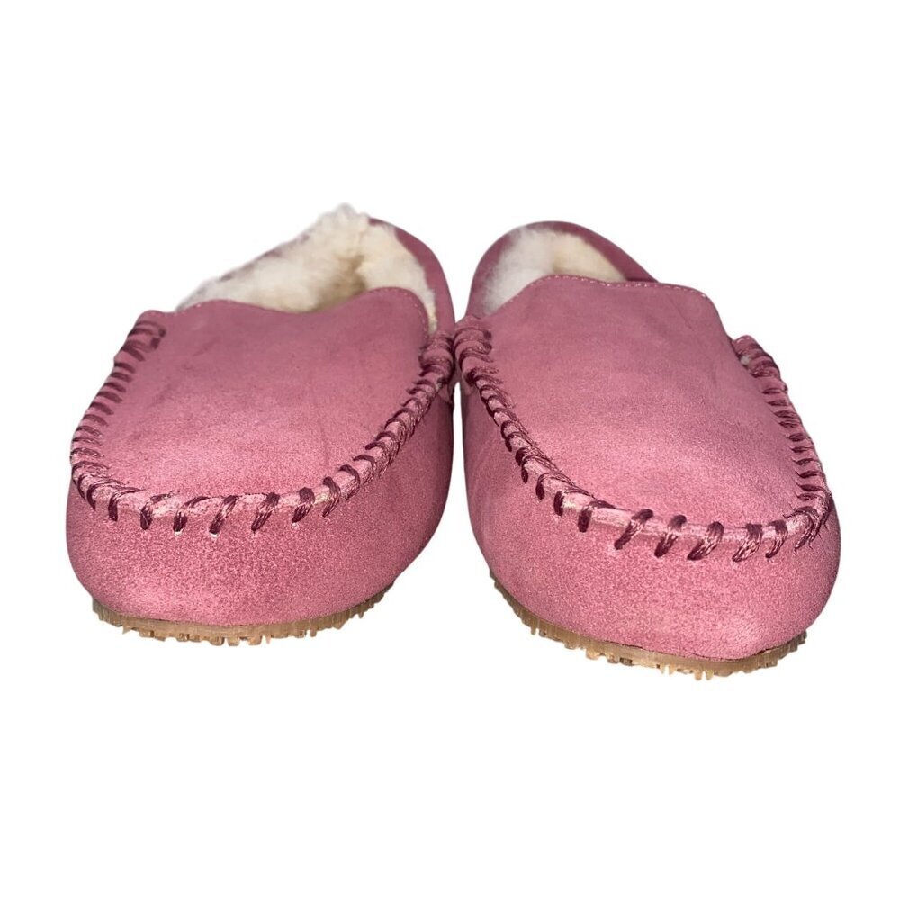 The Vermont Country Store mauve cow suede slip on moccasins shearling lined 8 - Picture 4 of 11